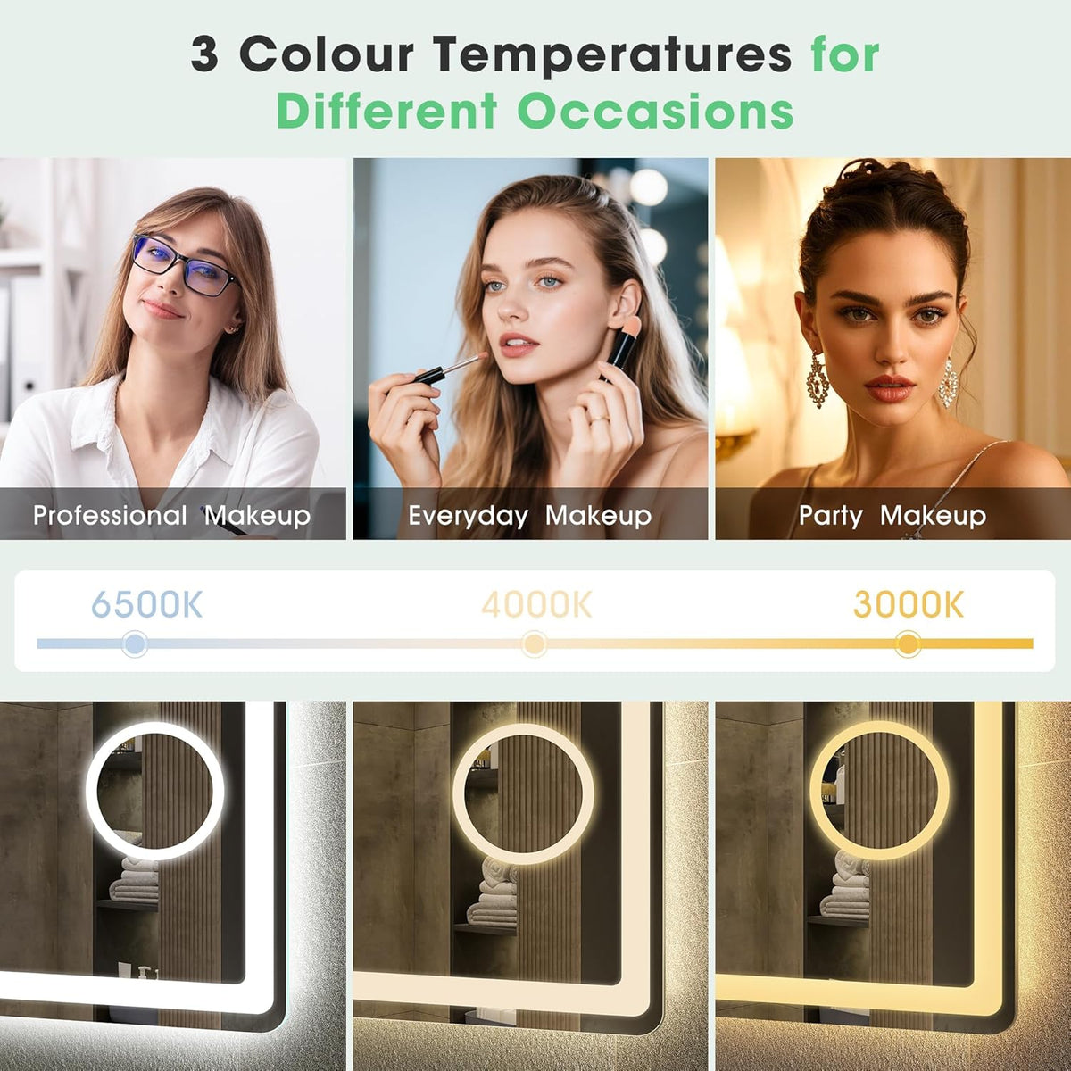 Bluetooth Bathroom LED Mirror 100x70 cm Anti Fog Dimmable 5x Magnifier S'bagno