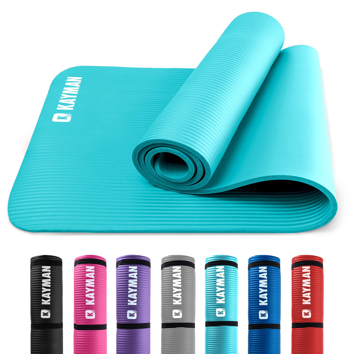 KAYMAN Yoga Mat - Non-Slip Extra Thick 8mm NBR Foam, Exercise Mat, 180x60cm