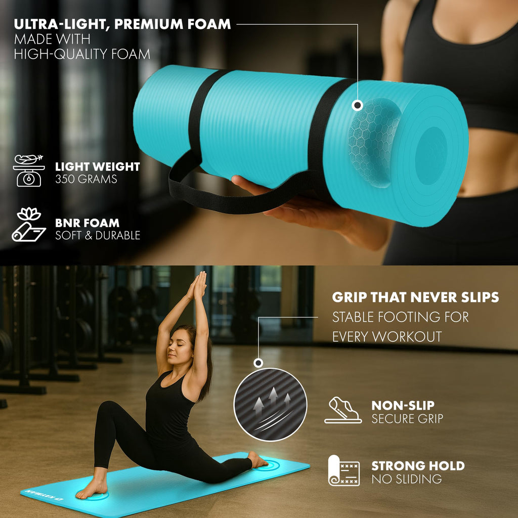 KAYMAN Yoga Mat - Non-Slip Extra Thick 8mm NBR Foam, Exercise Mat, 180x60cm