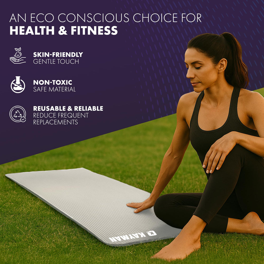 KAYMAN Yoga Mat - Non-Slip Extra Thick 8mm NBR Foam, Exercise Mat, 180x60cm