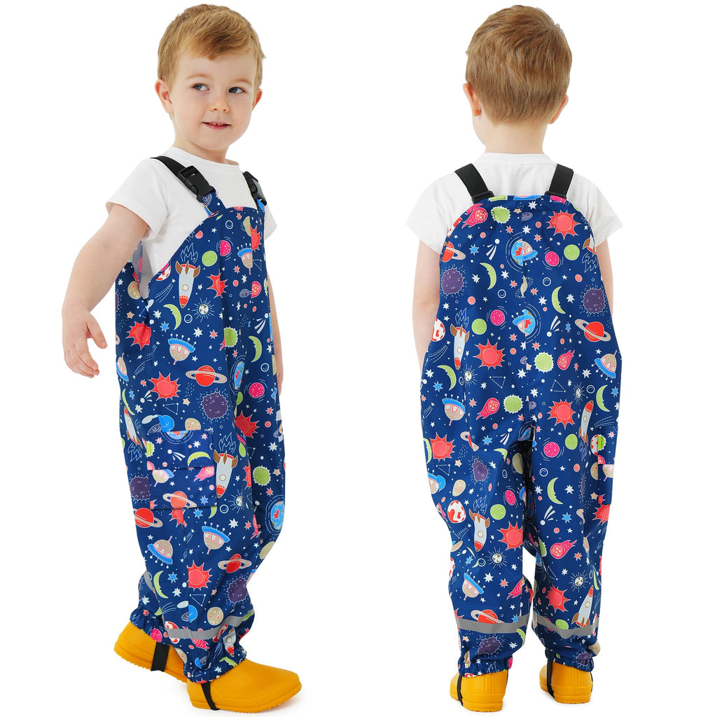 Kids Waterproof Trousers Boys Girls Rain Dungarees, 2-7 Years