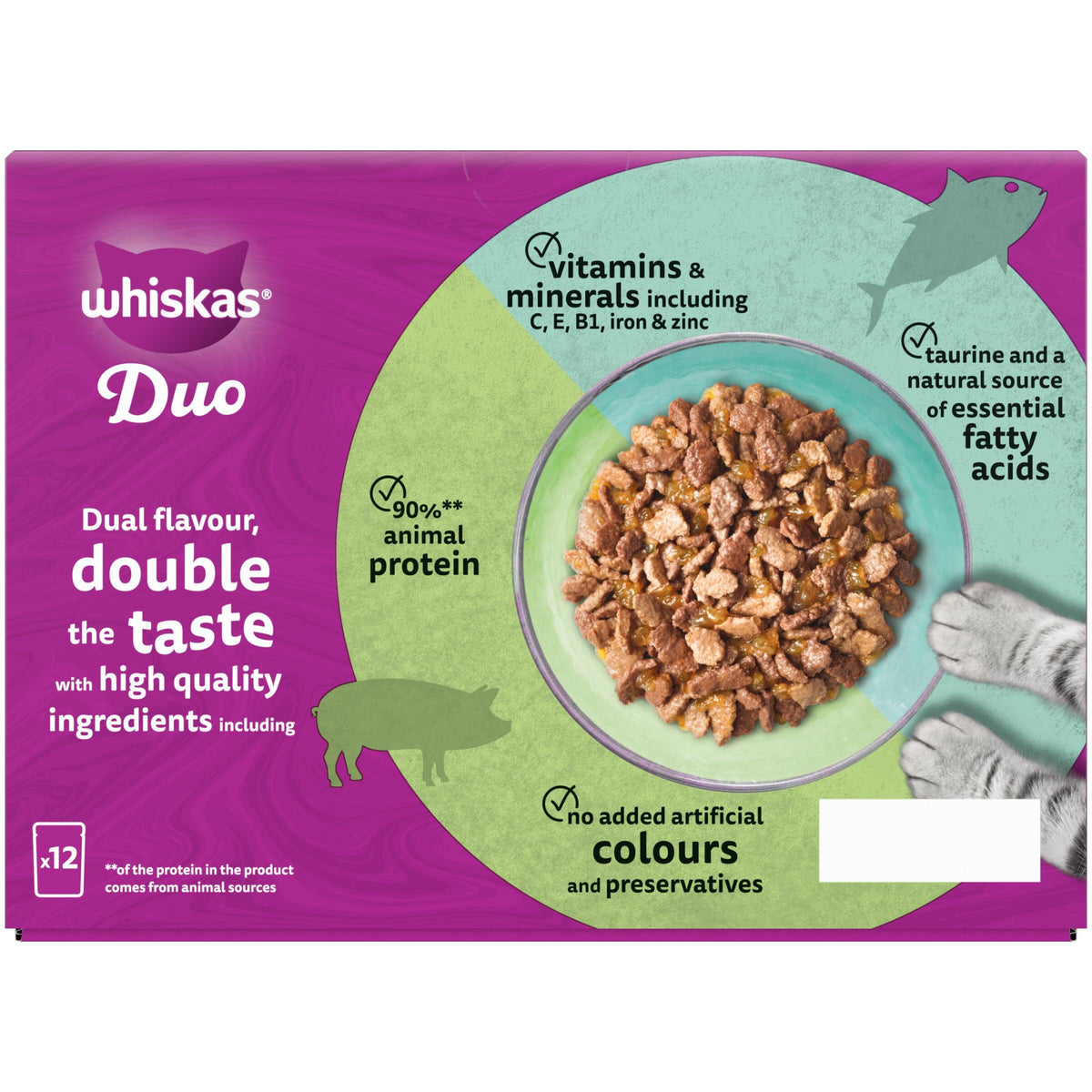 WHISKAS DUO Adult Wet Cat Food in Jelly 40x85g Surf & Turf