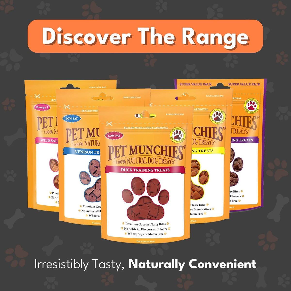 Pet Munchies Venison & Beef Liver Dog Training Treats, Grain Free Tasty Bites with Natural Real Meat, Low in Fat 50g