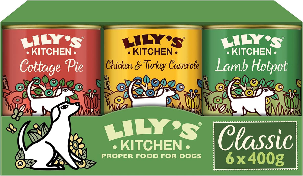 Lily's Kitchen Natural Adult Dog Food Wet Trays - Classic Dinners Multipack - Chicken, Lamb & Beef - Complete Meal Recipes (6 Trays x 150g)