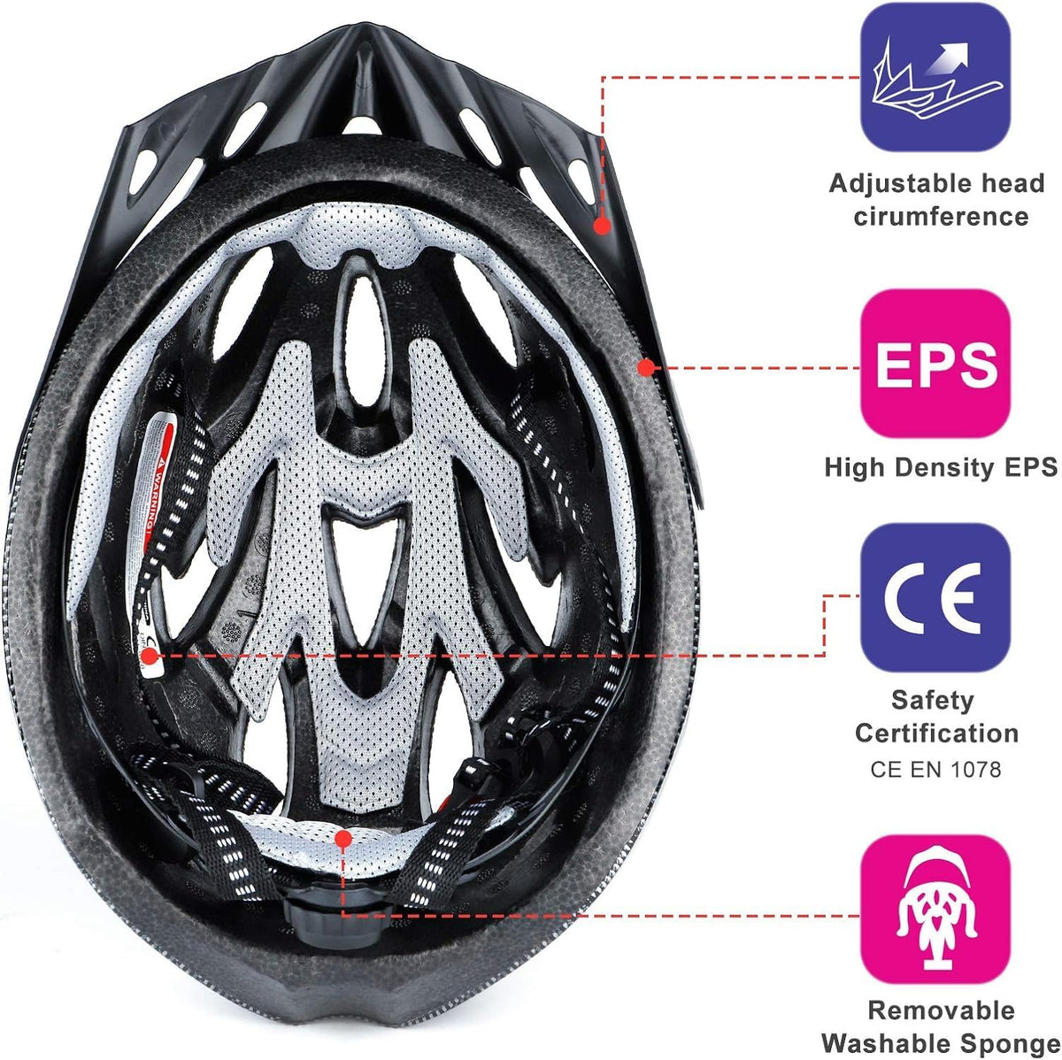 Cycle Helmet, Lightweight Bicycle Helmet, Adjustable Mountain & Road Bike Helmets for Adults, 18 Vents with Adjustable Strap & Detachable Visor for Mens Womens(Head Sizes58-62cm)