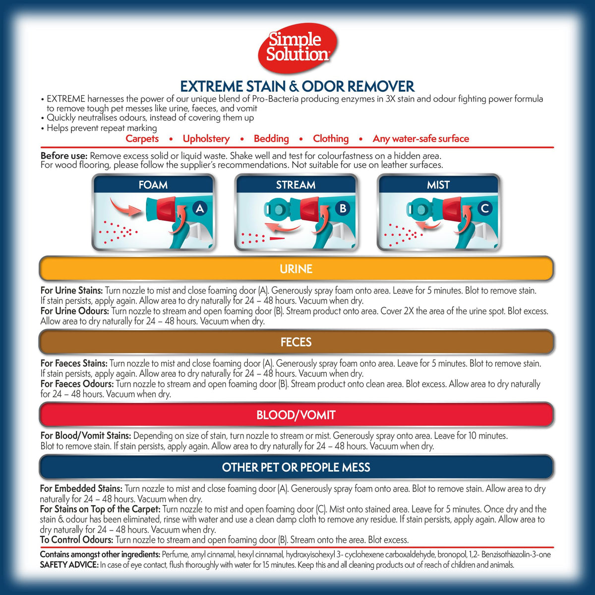 Simple Solution Extreme Pet Stain and Odour Remover Triple Strength 500ml