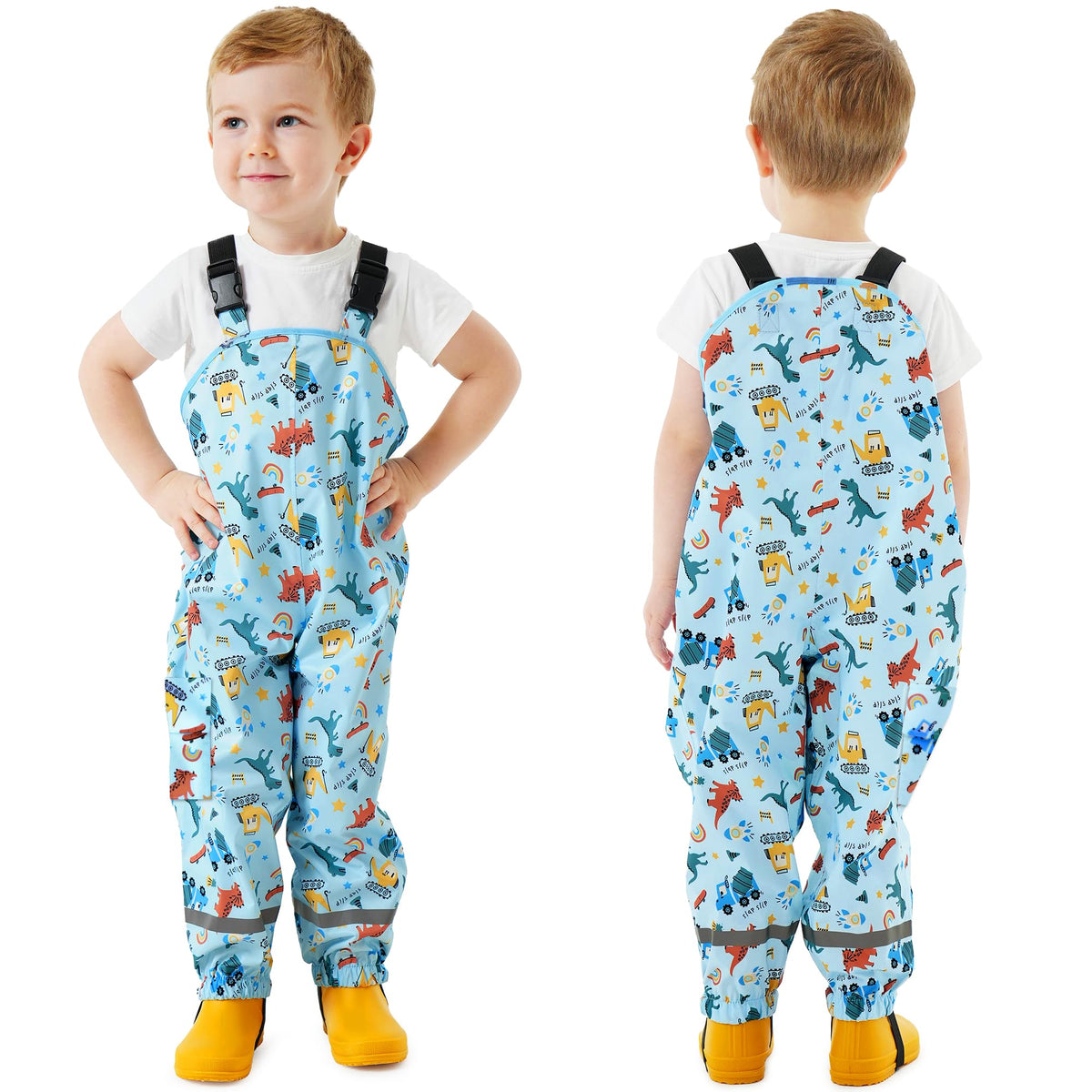 Kids Waterproof Trousers Boys Girls Rain Dungarees, 2-7 Years