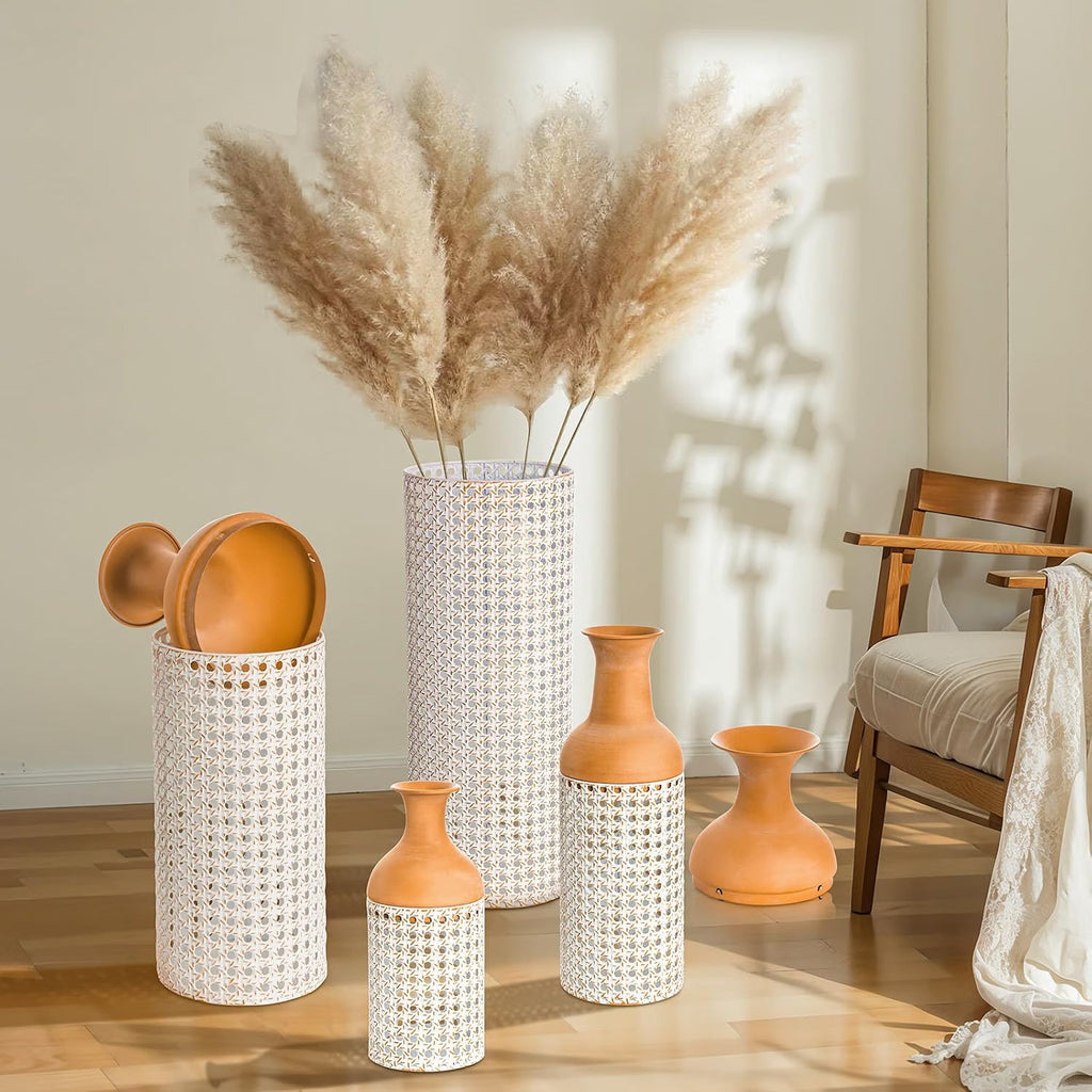 Large Metal Floor Vases Set of 4 68 50 40 30cm White Yellow Home Decor Tall Vase