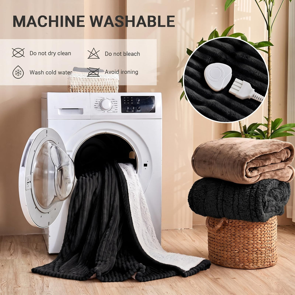 Heated Blanket Throw 130×160cm Electric Blanket, 10 Heating Settings, 1-8h Timer overheat Protection, Machine Washable, Flannel & Sherpa Full Body Warming, Electric Throw Blanket for Sofa