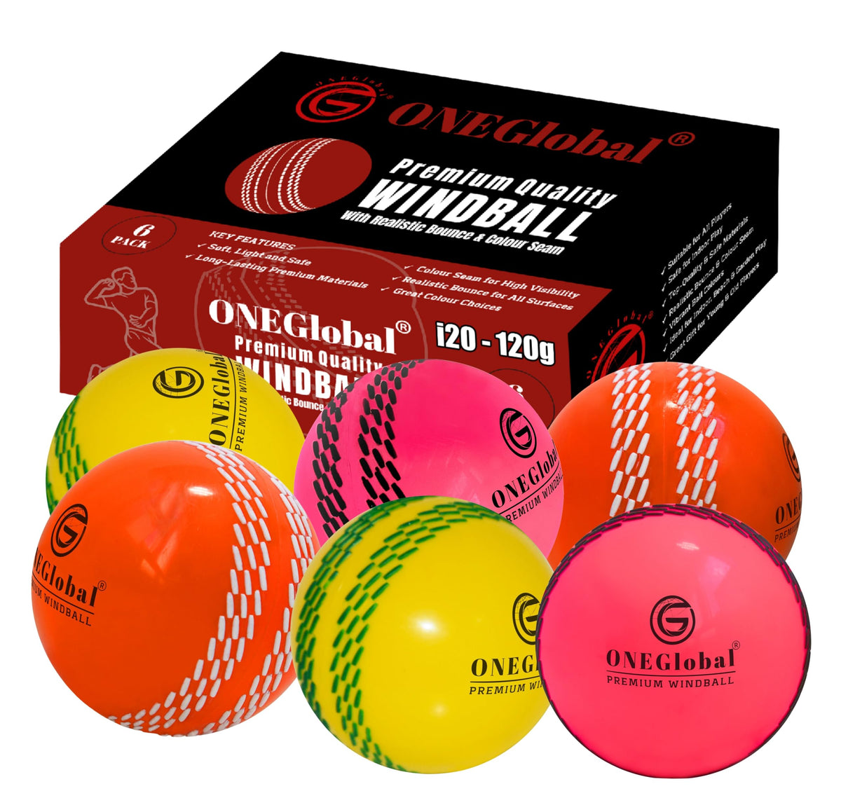 Premium Windball Soft Cricket Ball with Colour Seam | Wind Ball for Outdoor & Indoor Practice, Coaching, Garden & Beach Games