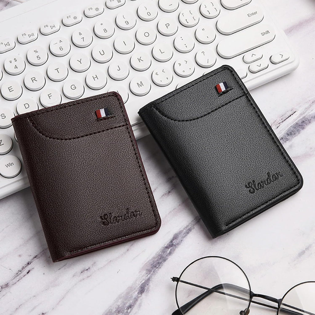 Super Slim Soft Wallet PU Leather Mini Credit Card Wallet Purse Card Holder, Black, 8.5 x 11 cm (3.3 x 4.3 in)