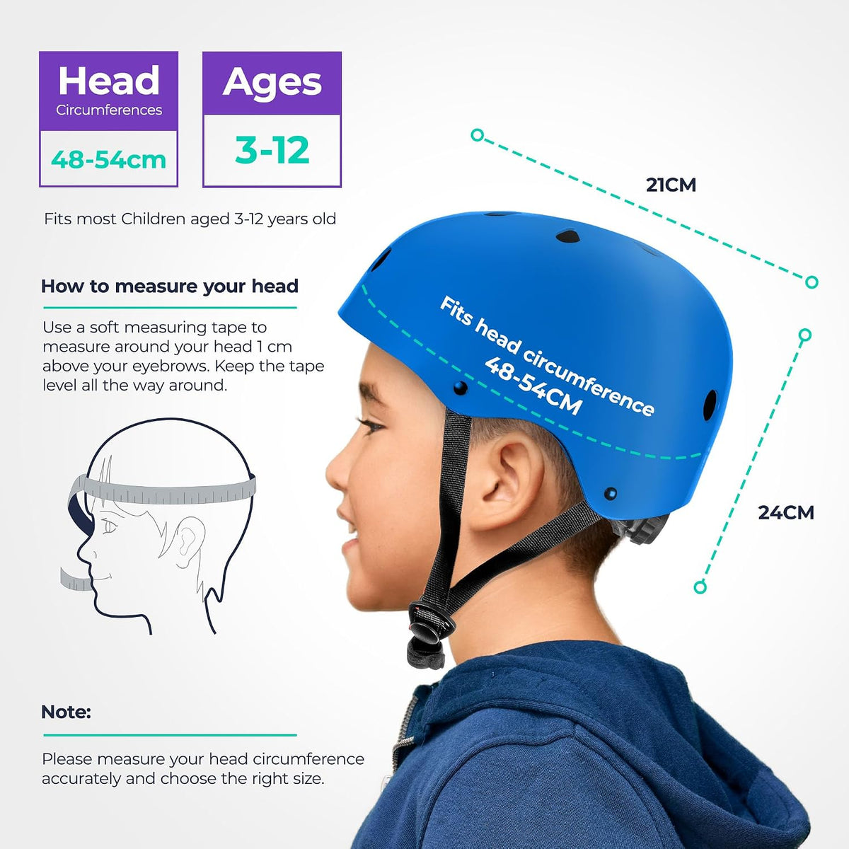 Niftii Bike Helmet & Pads Set for Kids - Cycling Skateboard Ages 3-15