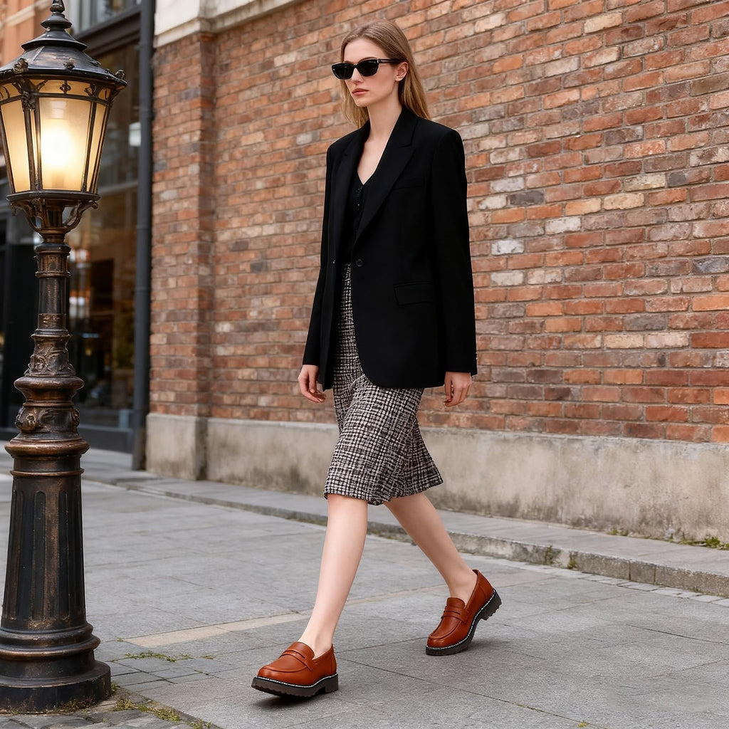 Womens Loafers Shoes Platform Chunky Penny Loafer Lug Sole Comfortable Slip On Work Office Business Casual Dressy Fashion Driving Moccasins Women Shoes