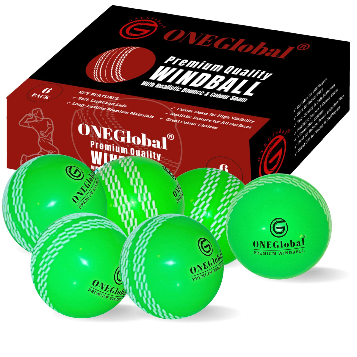 Premium Windball Soft Cricket Ball with Colour Seam | Wind Ball for Outdoor & Indoor Practice, Coaching, Garden & Beach Games