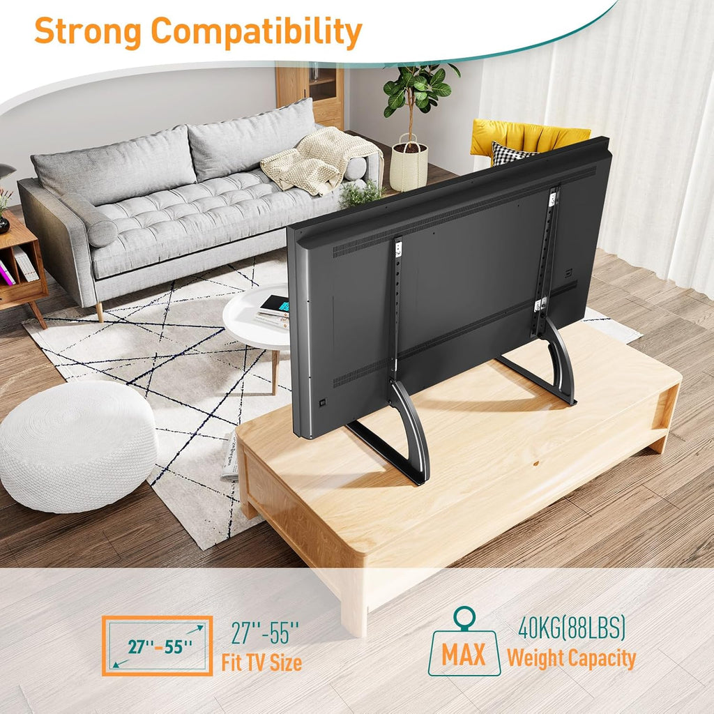 TV Stand Base Universal 27-55 Inch Height Adjustable Tabletop Pedestal ELIVED