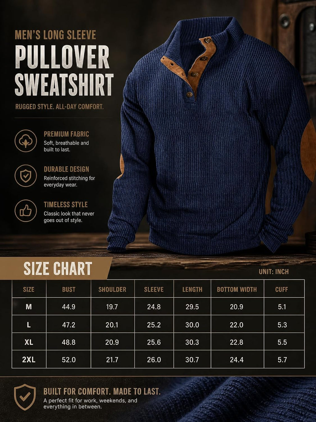 Retro Colorblock Knitted Ribbed Sweater, Neutral Tones,Men's Casual Warm Stand Collar Pullover Sweater for Fall Winter,Blue