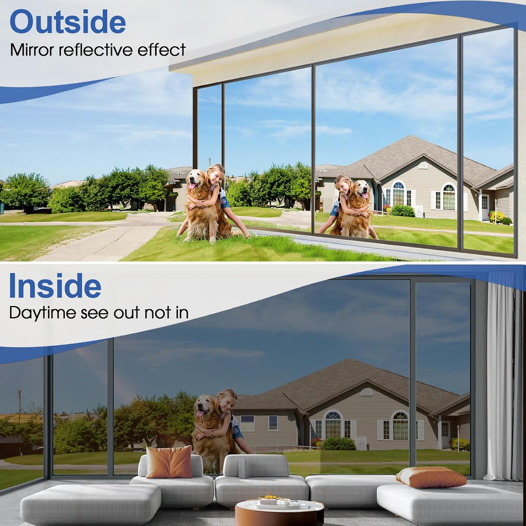 Home Window Privacy Film One Way Mirror 44.5x200cm Black Static Cling
