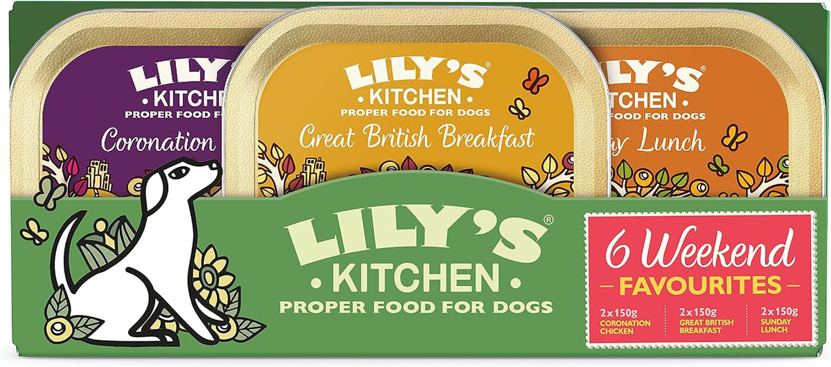 Lily's Kitchen Natural Adult Dog Food Wet Trays - Classic Dinners Multipack - Chicken, Lamb & Beef - Complete Meal Recipes (6 Trays x 150g)