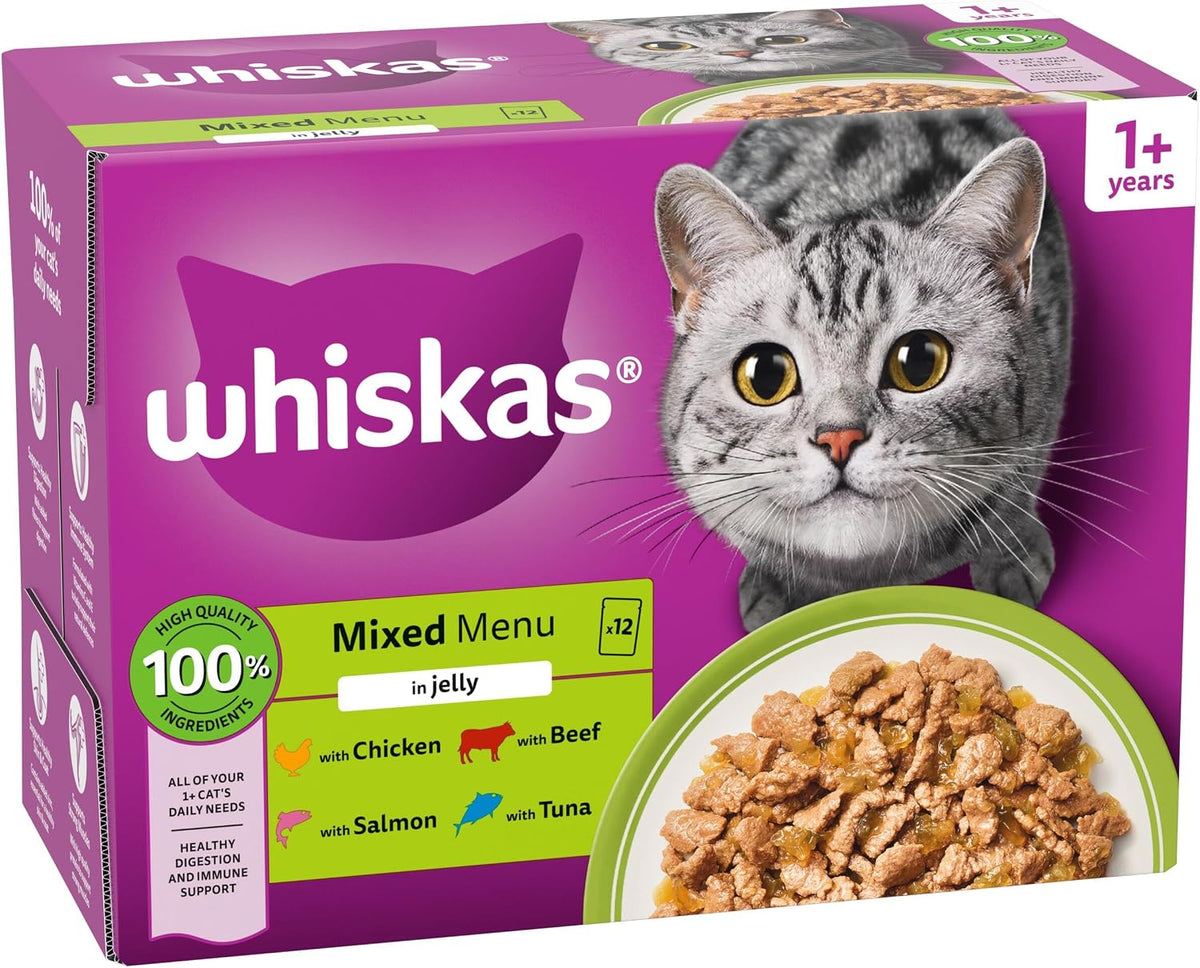 WHISKAS Adult Wet Cat Food in Jelly 40x85g Fish Favourites