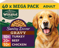 WINALOT Sunday Dinner Mixed in Gravy Wet Dog Food Pouches 40x100g