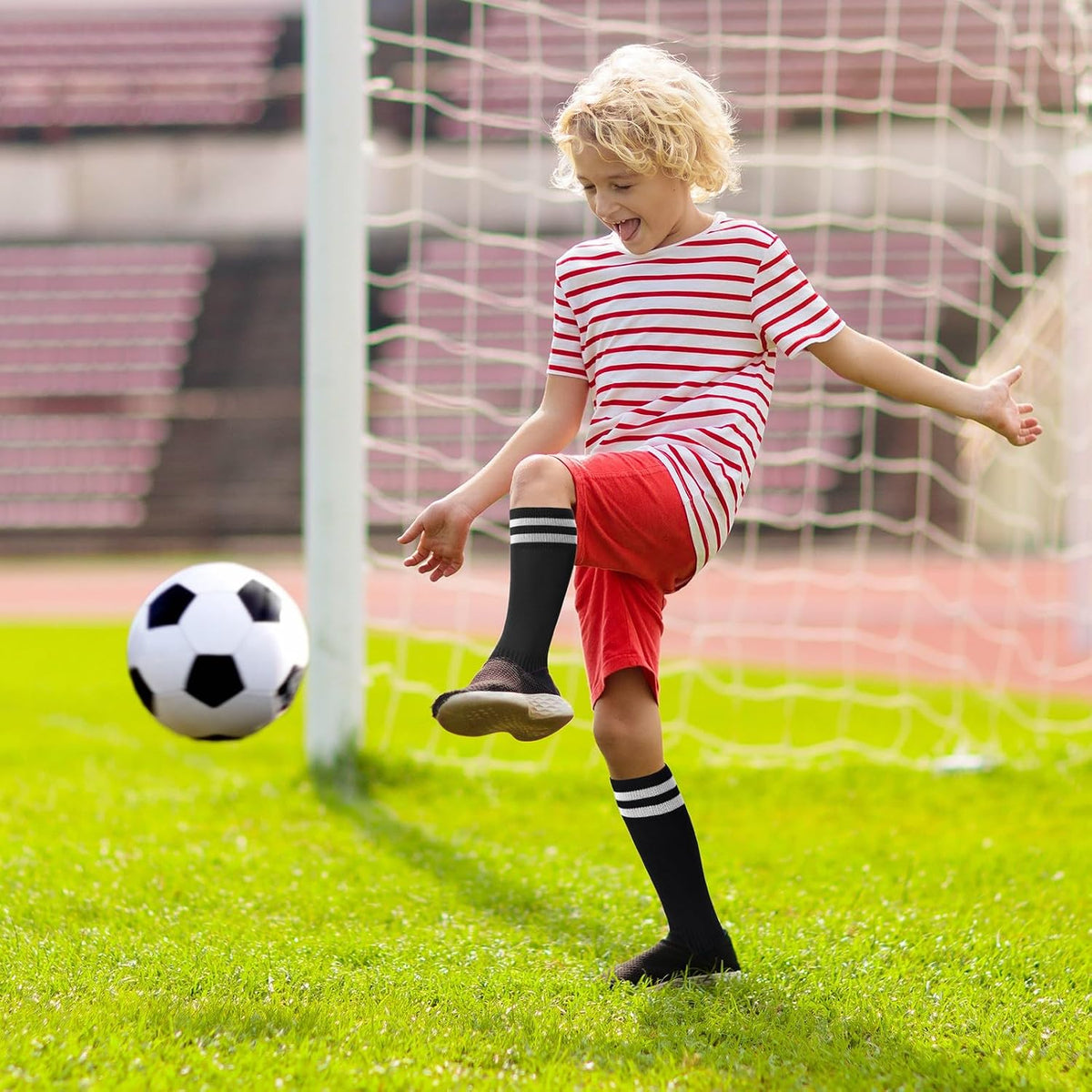 Zuimei 4 Pairs Football Socks Kids Football Socks for Boys Girls Childrens