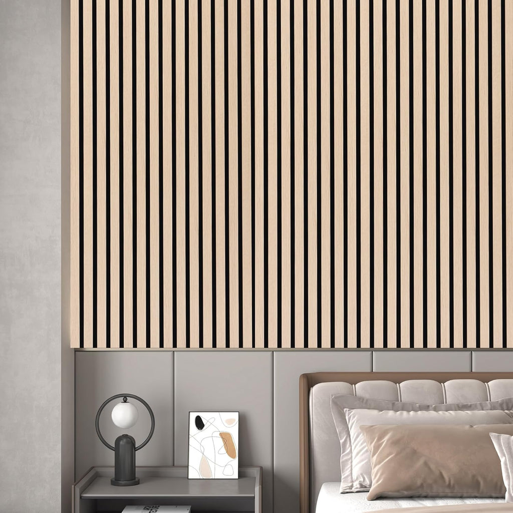 Acoustic Wall Panels 3D Slat Wood 2 Pack 122 x 60cm Natural Oak Sound Absorbing