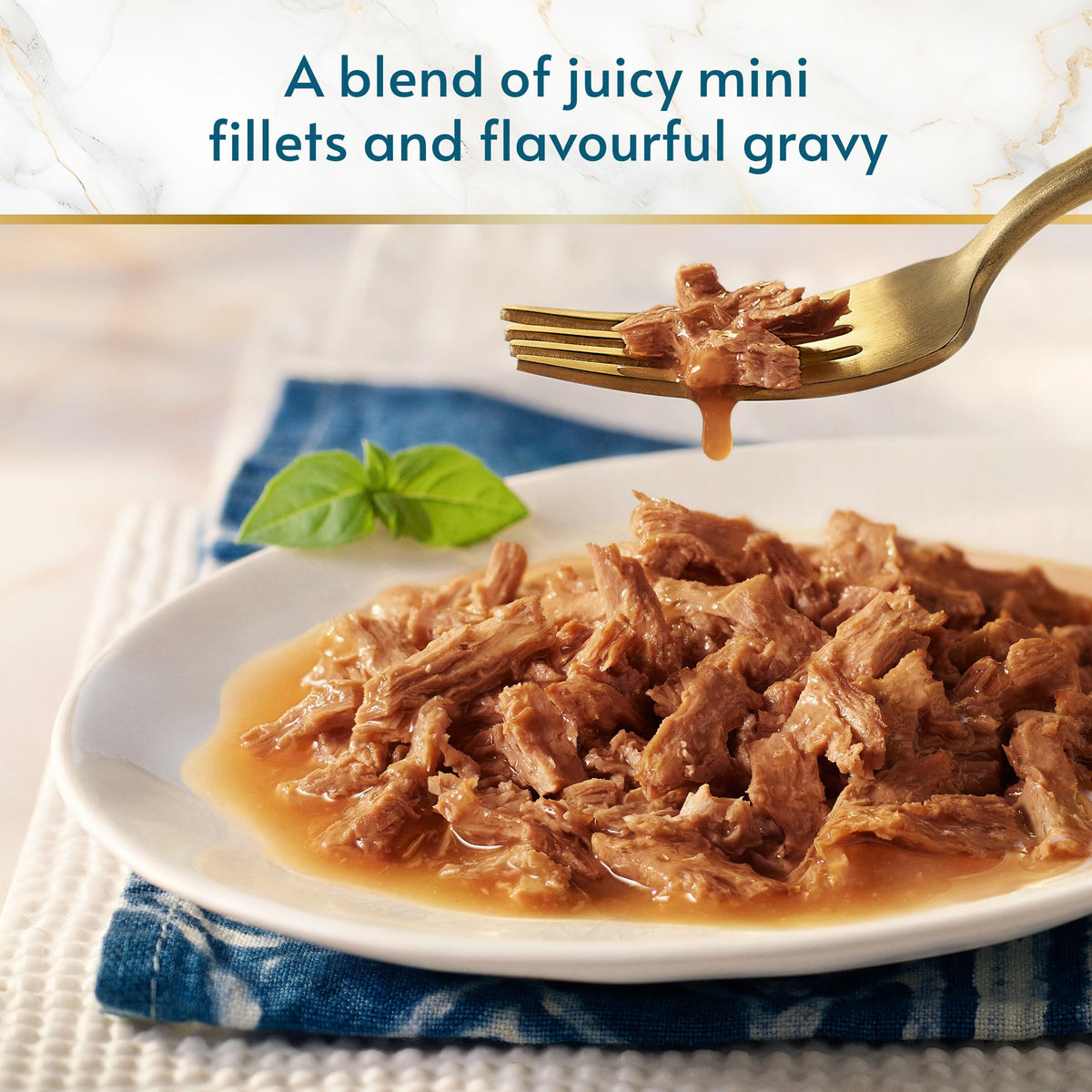 GOURMET Perle Ocean Collection Adult Wet Cat Food Mini Fillets in Gravy Tuna, Shrimp, Plaice, Salmon, White fish, Ocean Fish 40 x 85g Pouches