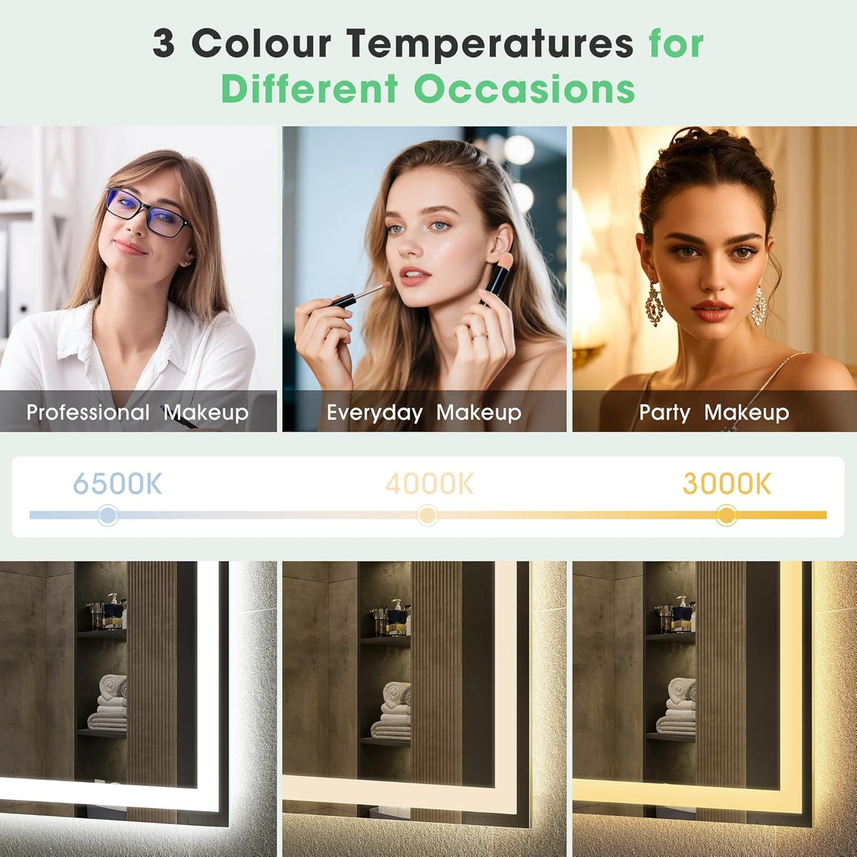 Bathroom LED Mirror 800x600 Anti Fog Dimmable IP44 Memory S'bagno