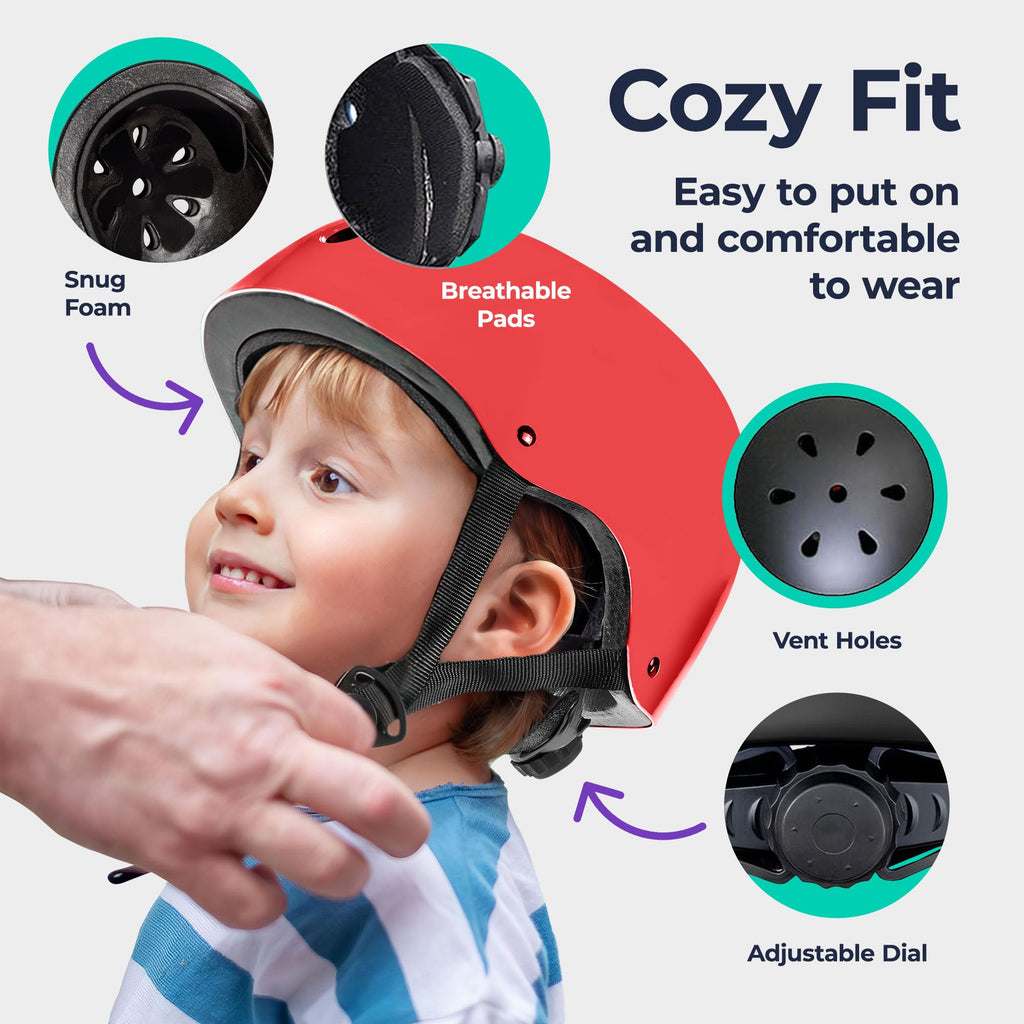 Niftii Bike Helmet & Pads Set for Kids - Cycling Skateboard Ages 3-15