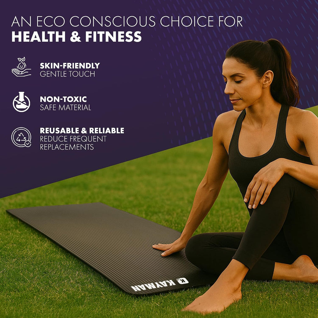 KAYMAN Yoga Mat - Non-Slip Extra Thick 8mm NBR Foam, Exercise Mat, 180x60cm