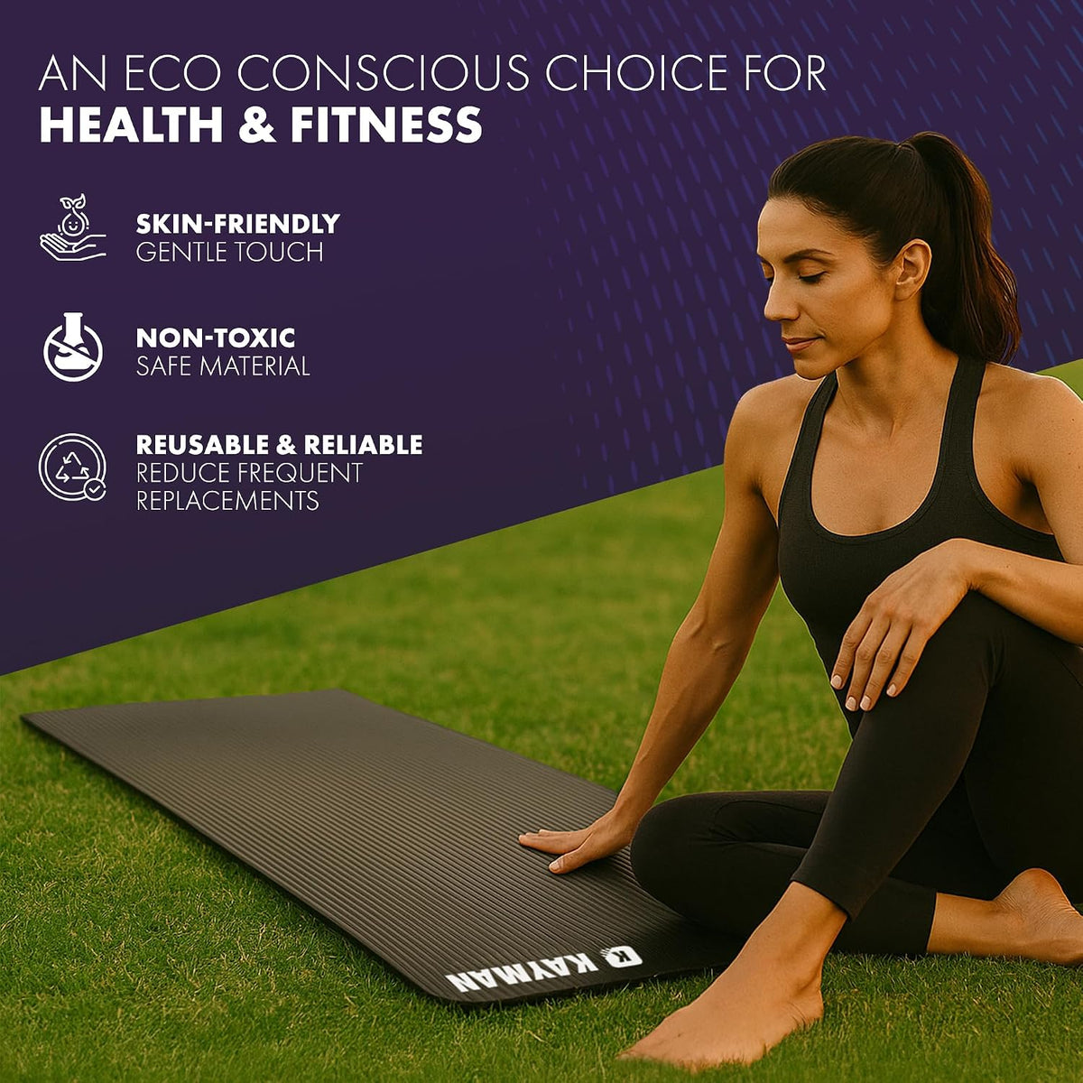 KAYMAN Yoga Mat - Non-Slip Extra Thick 8mm NBR Foam, Exercise Mat, 180x60cm