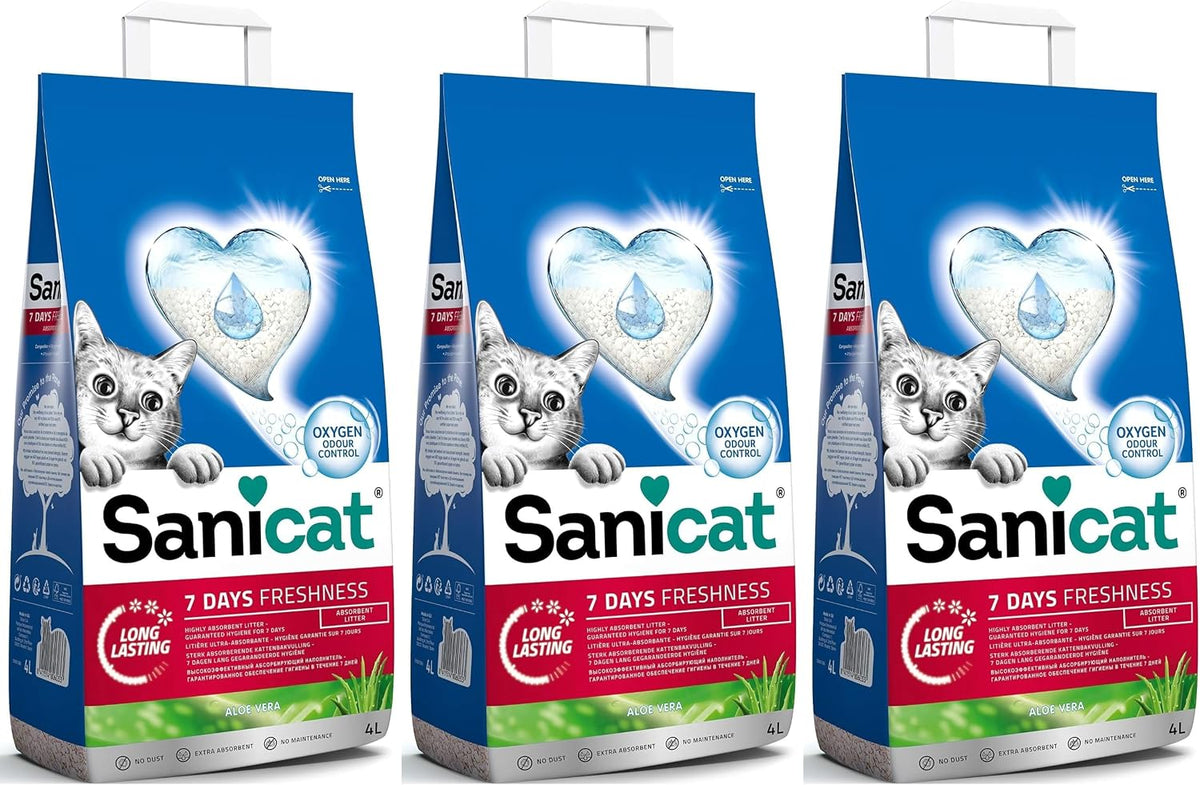 Sanicat - Classic cat litter with Aloe Vera | 7-day odour control | Fast absorption | product for your pet’s hygiene | Keep Your Home Clean | 4L capacity