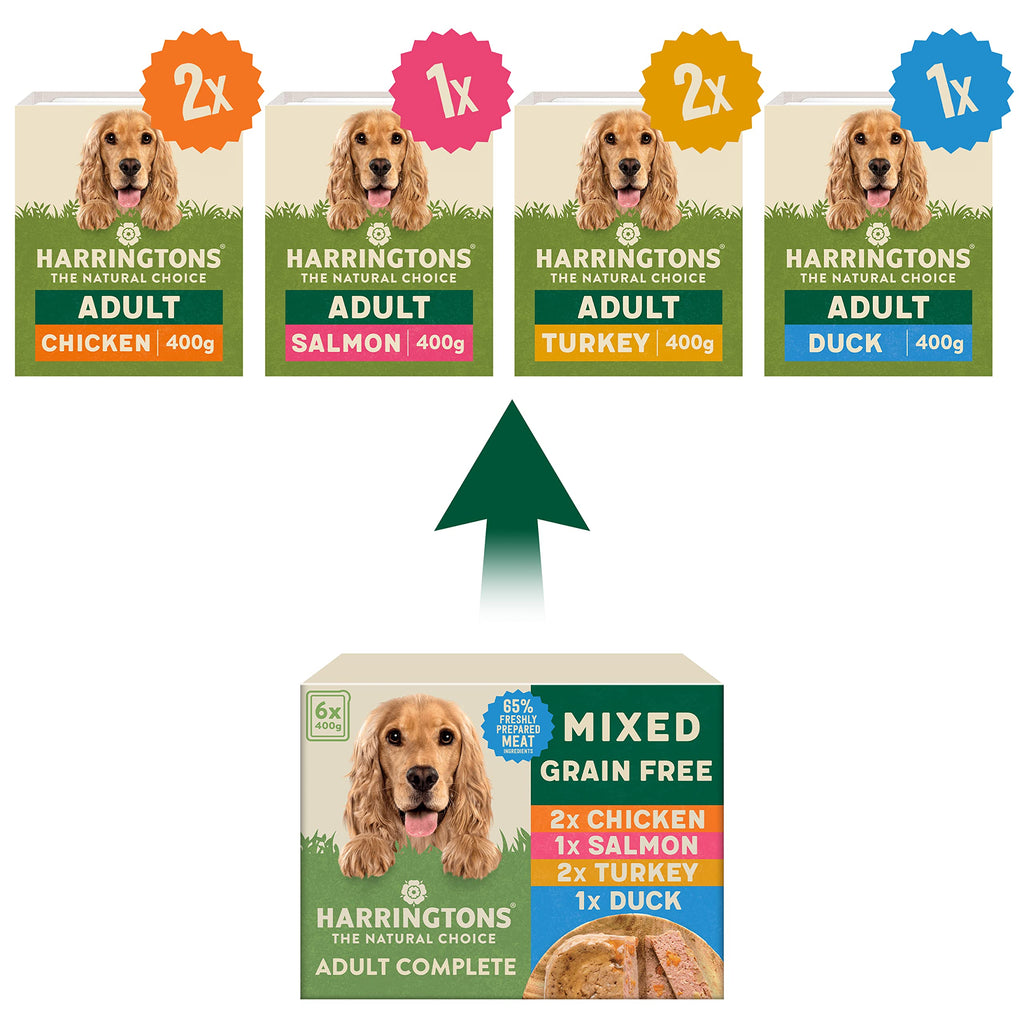 Harringtons Complete Wet Adult Dog Food Trays Meaty Pack 16x400g