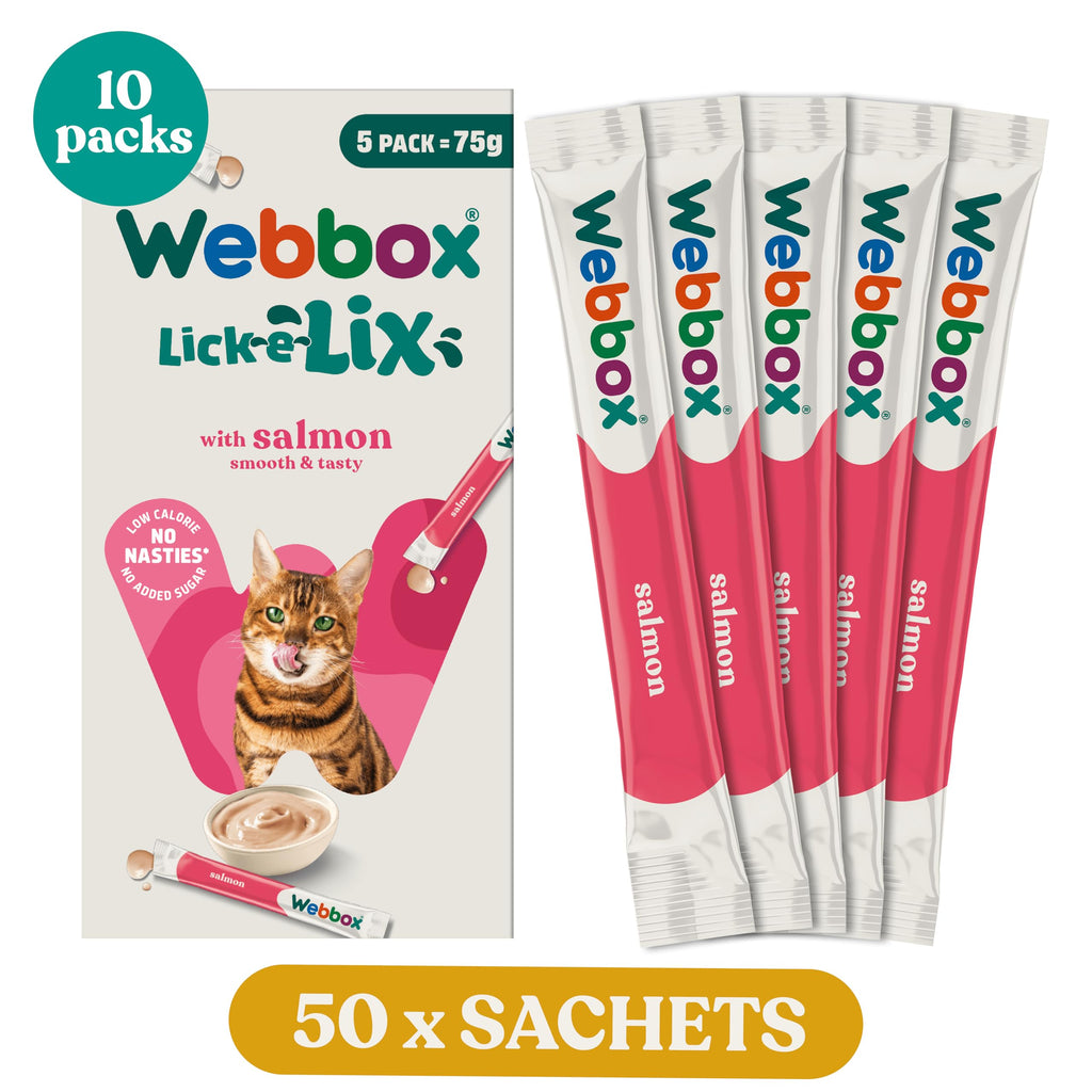 Webbox Lick-e-Lix Cat Treats Variety Value Pack - Kitten Friendly, Grain Free, No Artificial Preservatives or Colours (50 Pack)