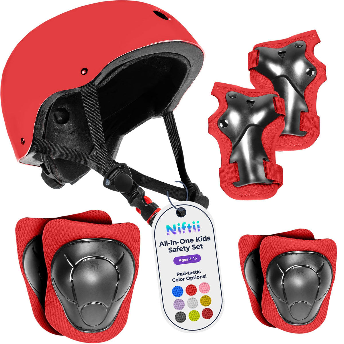 Niftii Bike Helmet & Pads Set for Kids - Cycling Skateboard Ages 3-15