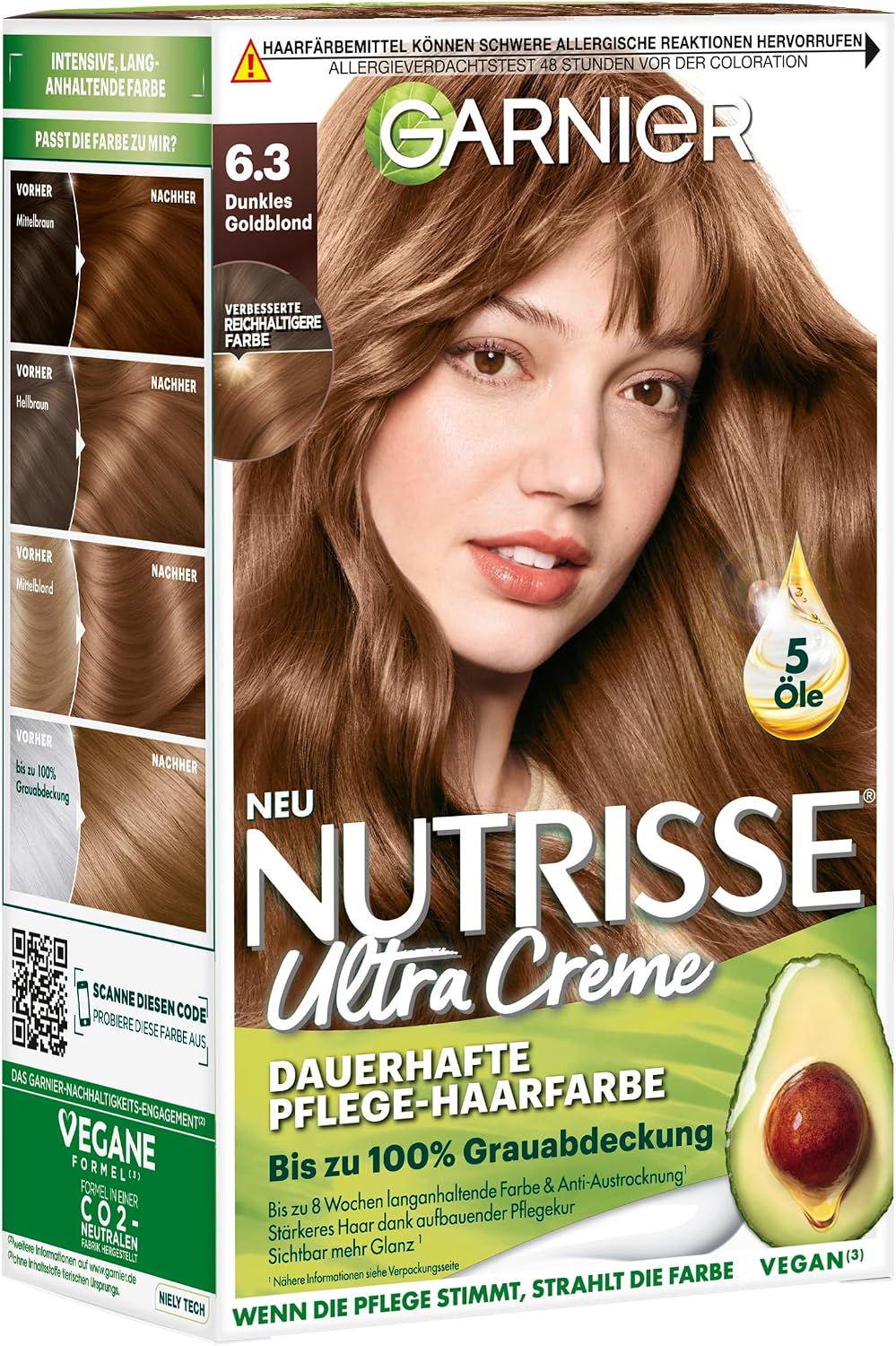 Garnier Nutrisse Ultra Color Permanent Hair Dye, 4.15 Iced Coffee Brown