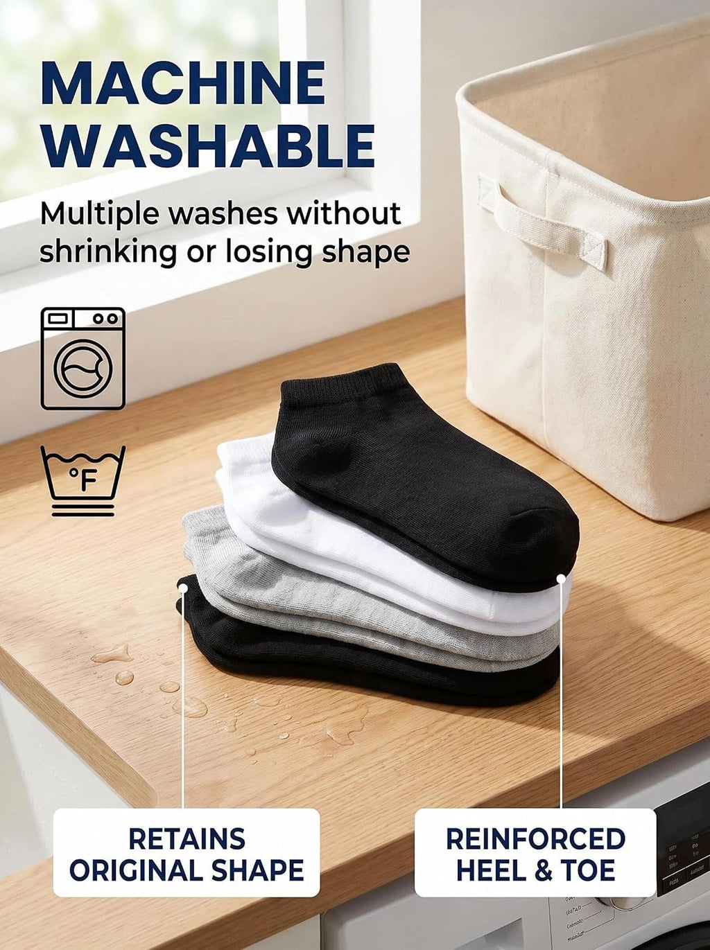 Crew Socks for Men 6 Pairs, Breathable Athletic Running Socks with Moisture Wicking & Arch Support, Comfortable Casual Sports Socks for Daily Wear, All-Day Active Black White Grey