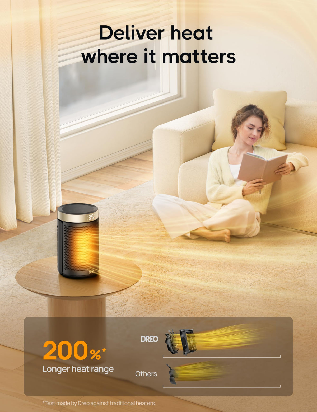 Dreo Electric Heater, 1500W Energy Efficient Space Silent Room Heater, Portable Ceramic Fan Heaters, Thermostat 3 Modes 12H Timer, Overheat & Tip Over Protection, for Bedroom, Atom 316, Silver