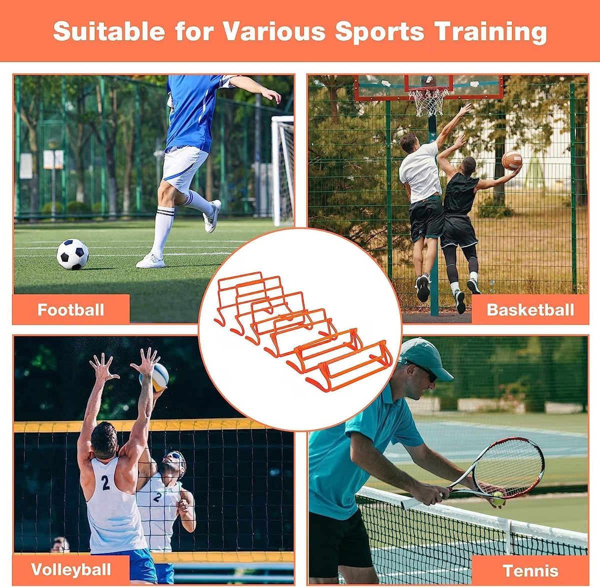 Agility Training Set 6 Hurdles 6m Ladder Cones Adjustable Speed REDCAMP Sports Kit