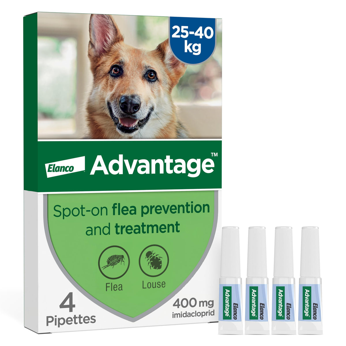 Advantage Spot On Flea Treatment, 4 Pack, Large Cats & Rabbits 4kg+, 80mg | Large cat and rabbit flea drops, Kills fleas within 24 hours, Protects for 4 weeks, Easy to apply, Monthly prevention