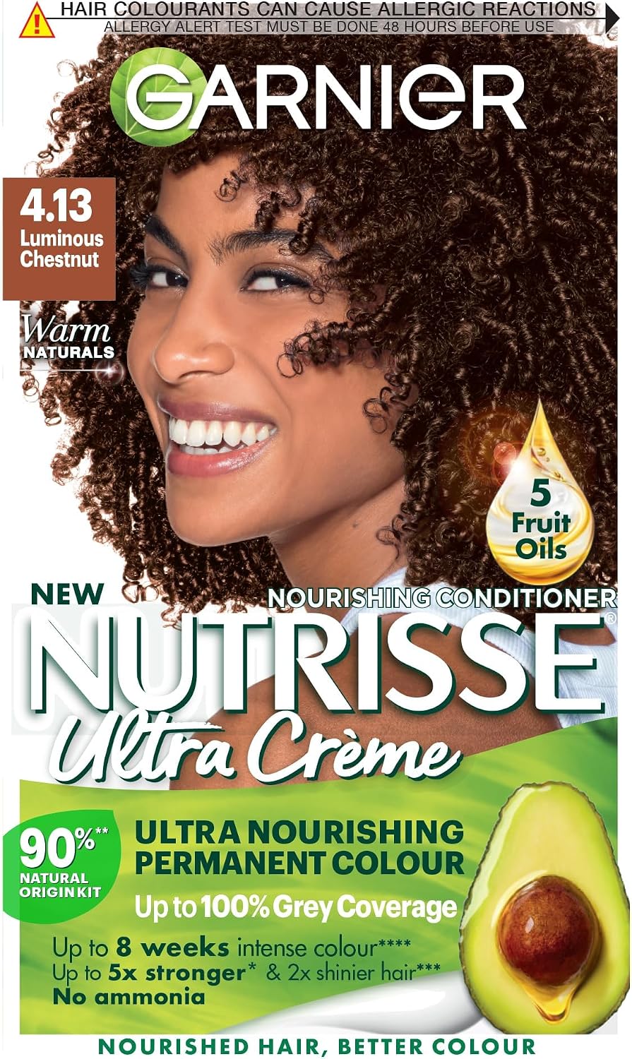 Garnier Nutrisse Ultra Color Permanent Hair Dye, 4.15 Iced Coffee Brown