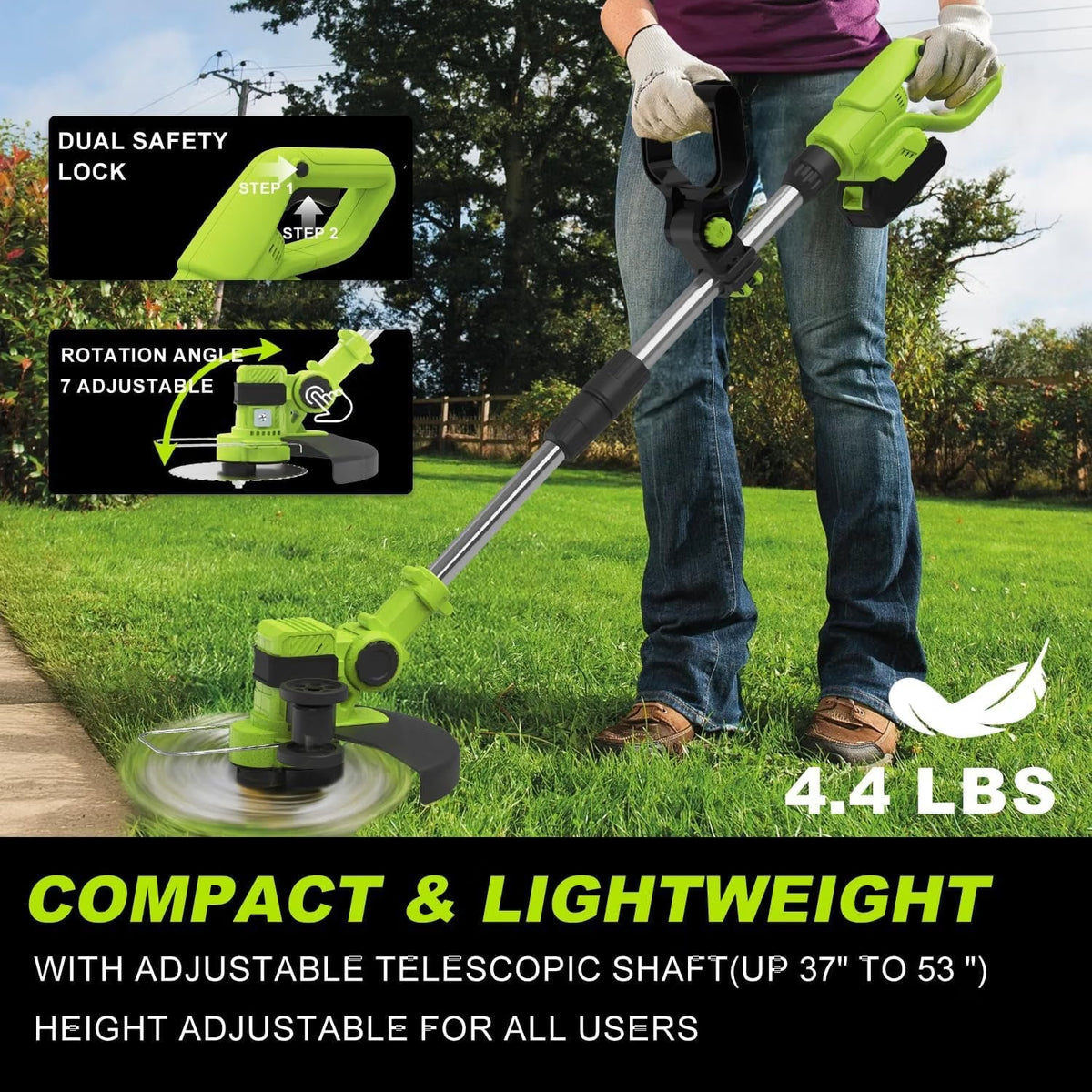 Cordless Strimmer 21V Brushless 30cm Grass Trimmer 2x3.0Ah Batteries Edge Cutter