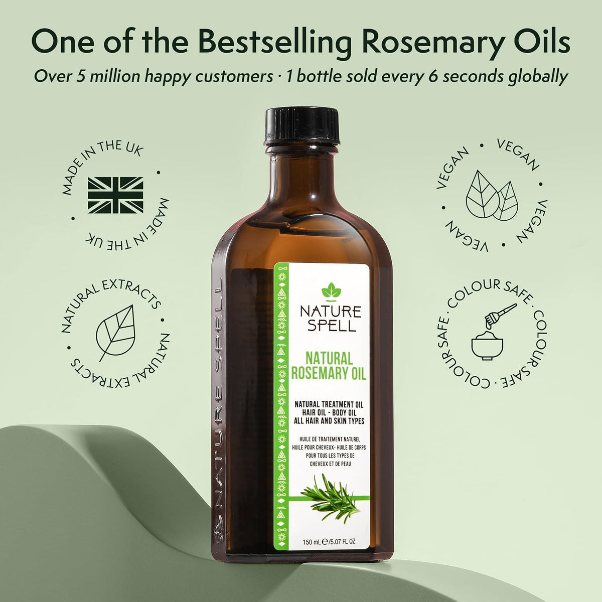 Nature Spell Rosemary Oil for Hair Growth with Root Comb Applicator, 150ml