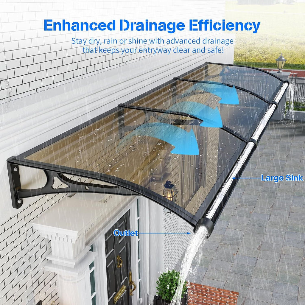 Door Canopy Awning 100x100cm Polycarbonate Aluminium UV Rain Snow Protection