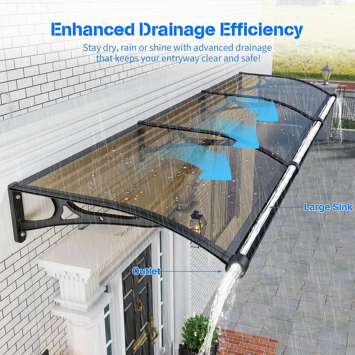 Door Canopy Awning 100x100cm Polycarbonate Aluminium UV Rain Snow Protection