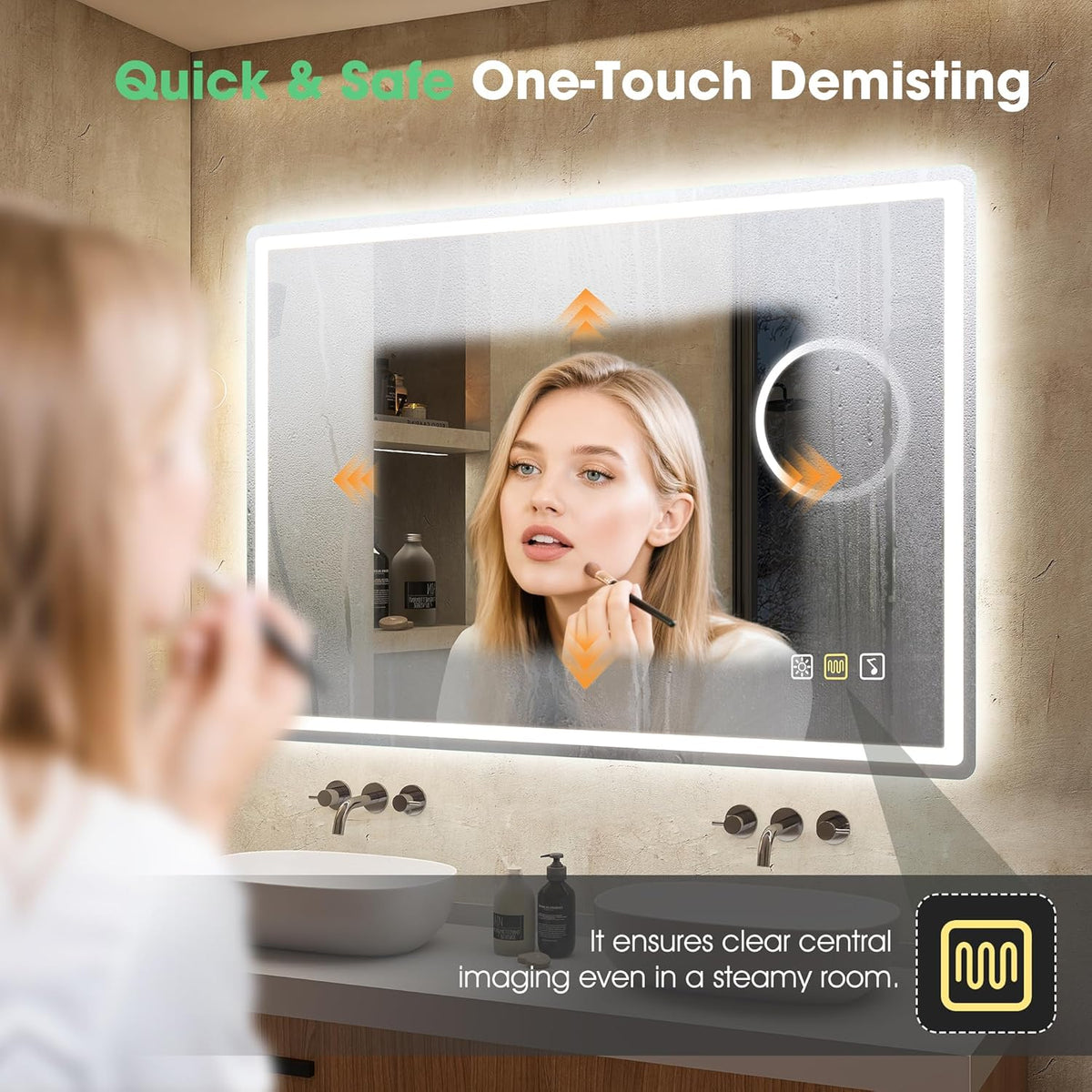 Bluetooth Bathroom LED Mirror 100x70 cm Anti Fog Dimmable 5x Magnifier S'bagno