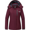 Wantdo Womens Ski Jacket Wine Red XL XXL Waterproof Fleece Lined Winter Coat