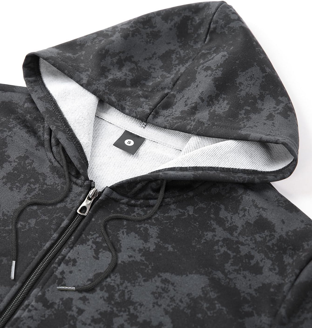Men's Spring/Autumn Thin Long-Sleeved Pocket Tie-Dye Camouflage Zipper Hooded Sweatshirt Fashionable Casual Sports Tops