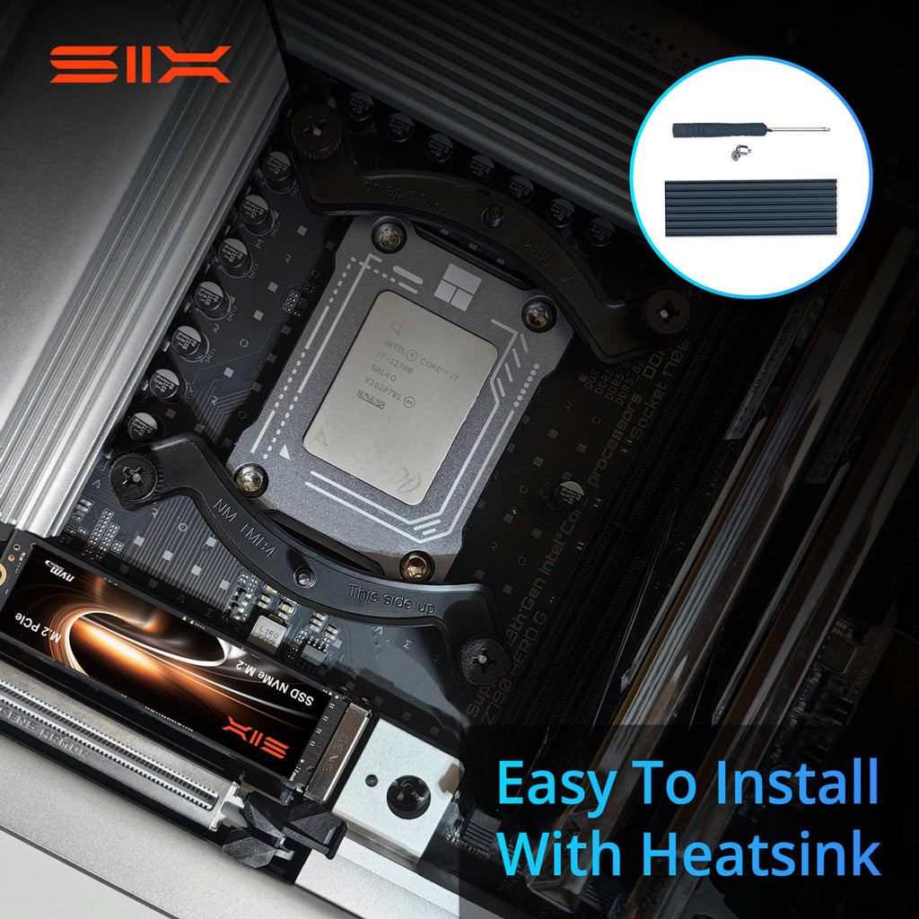 SIX NVME M.2 SSD PCIe 4.0-1TB m.2 2280 ssd, Read UP to 7350MB/s 1TB for Gaming PS5 Memory Storage Expansion with Heatsink, Internal Solid State Hard Drive PCIe gen 4x4 Nvme for Laptop Desktop pc