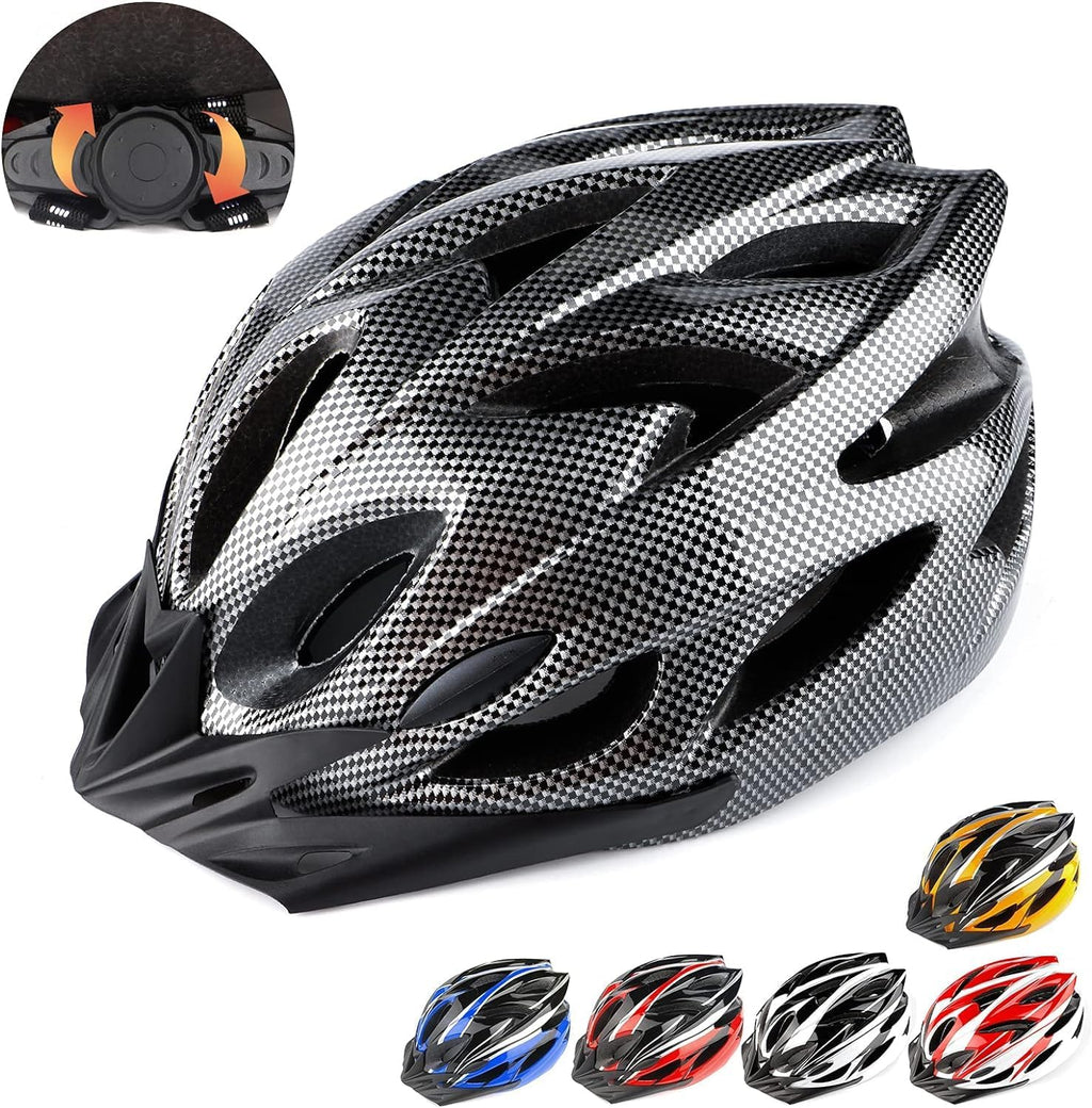 Cycle Helmet, Lightweight Bicycle Helmet, Adjustable Mountain & Road Bike Helmets for Adults, 18 Vents with Adjustable Strap & Detachable Visor for Mens Womens(Head Sizes58-62cm)